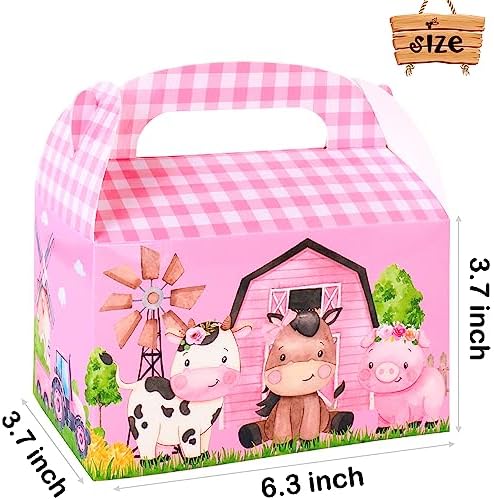 24Pcs Farm Animals Gable Boxes Party Favors