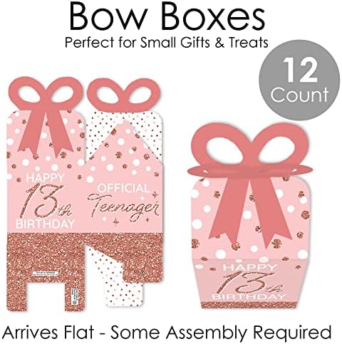 13th Pink Rose Gold Birthday Bow Box Set of 12