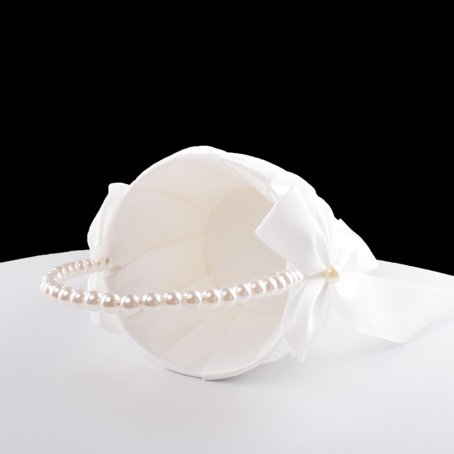 Stafuni Ivory Flower Girl Basket with Pearl Handle