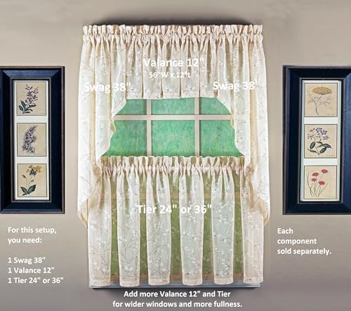 Todays Curtain Willow Faux Linen Print Swag 38 Inch Pair