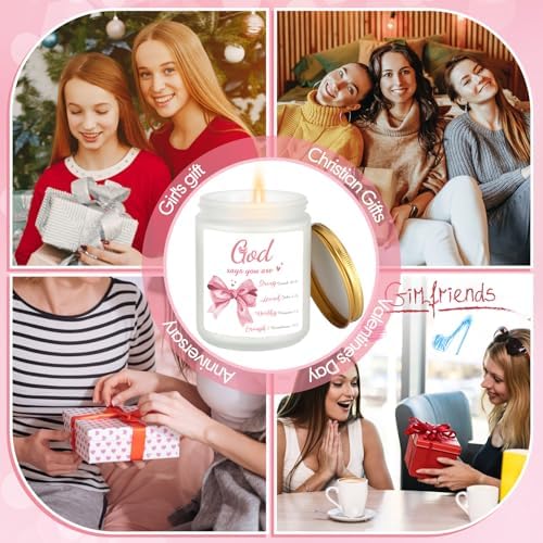 Pink Bow Christian Candle for Women Confirmation Gift