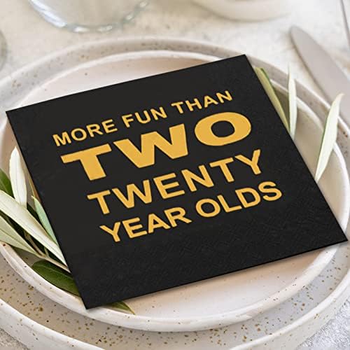 Apriciti Black Gold Cocktail Napkins 40th Birthday