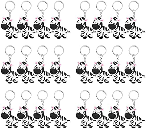 24 Pack Zebra Keyring Party Favor for Zebra Lover