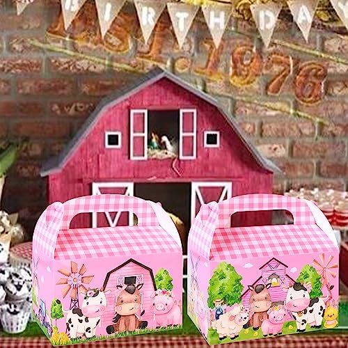24Pcs Farm Animals Gable Boxes Party Favors