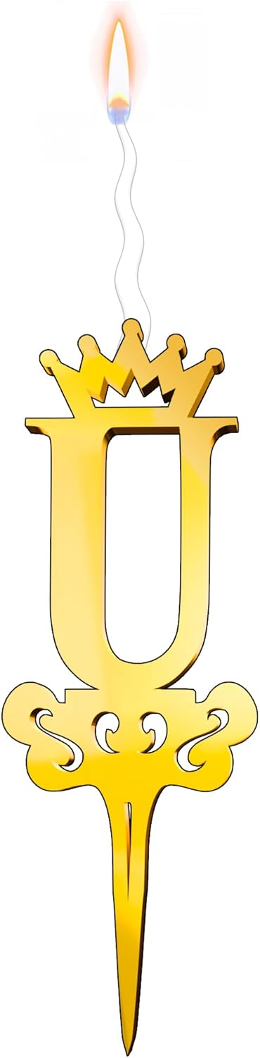 Gold Glitter Letter U Cake Topper for Birthdays