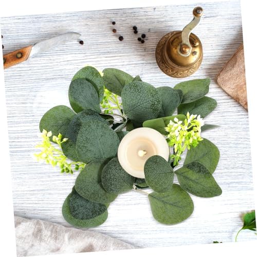 PRETYZOOM Artificial Eucalyptus Candle Wreaths 2pcs