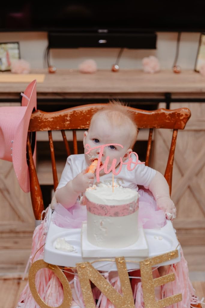 Glitter Golden 2nd Birthday Cake Topper