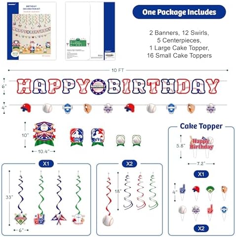 36PCS Baseball Party Decorations Kit