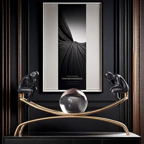 The Thinker Statue with Crystal Ball Decor Figurine