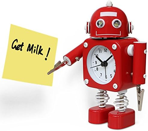 Betus Non-Ticking Robot Alarm Clock - Ruby Red