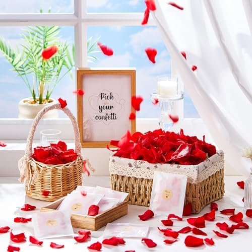 Suncalla Biodegradable Confetti Red Rose Petals 60 Pcs Wedding Decor