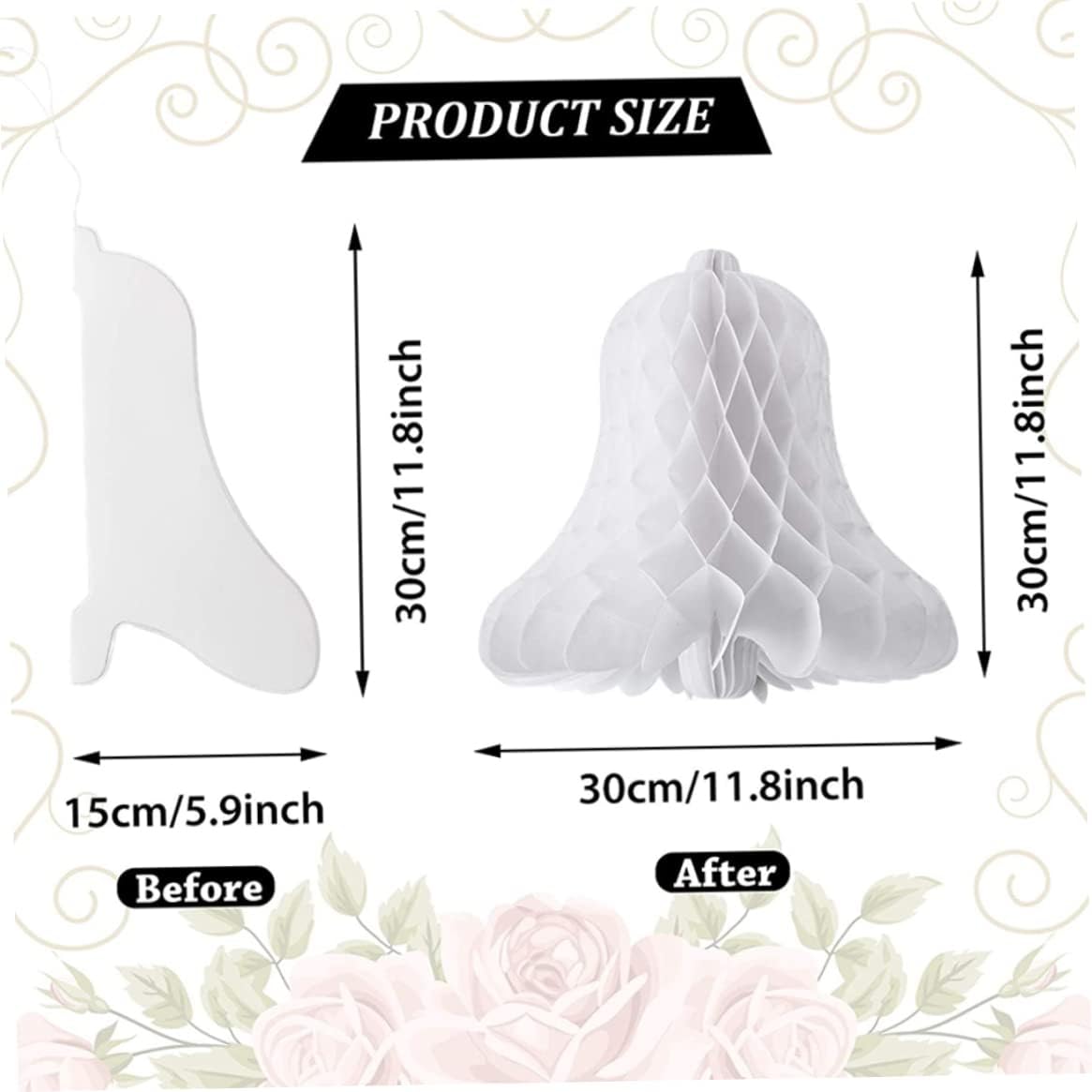 Big Heavy Paper Bells Wedding Decorations 5 Pack