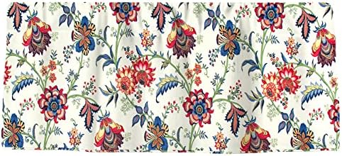 Red Blue Floral Valance Curtains 53x13 Inches