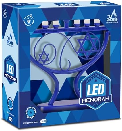 Ner Mitzvah LED Blue Hanukkah Menorah