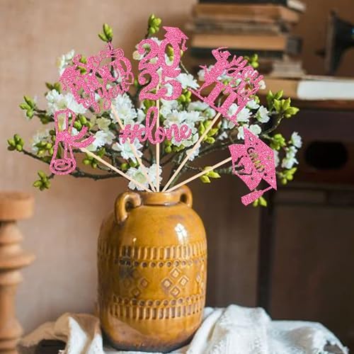 2025 Graduation Centerpiece Sticks with Glitter Pink