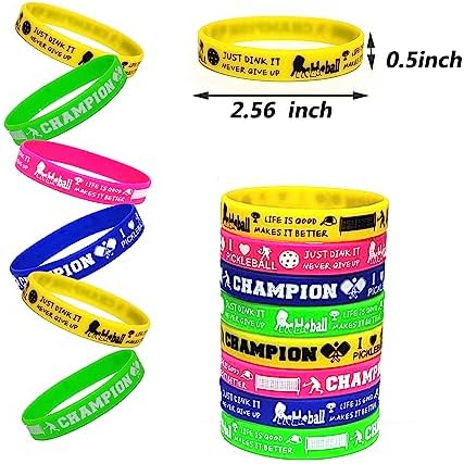 48 PCS Pickleball Rubber Wristbands Bracelets
