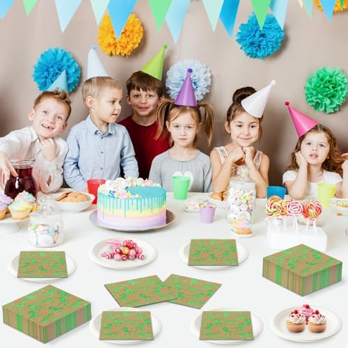 DYLIVeS Dinosaur Napkins 65 Inch Pack of 50 Green Foiled
