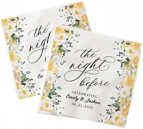 Personalized Rehearsal Dinner Napkins with Floral Design
