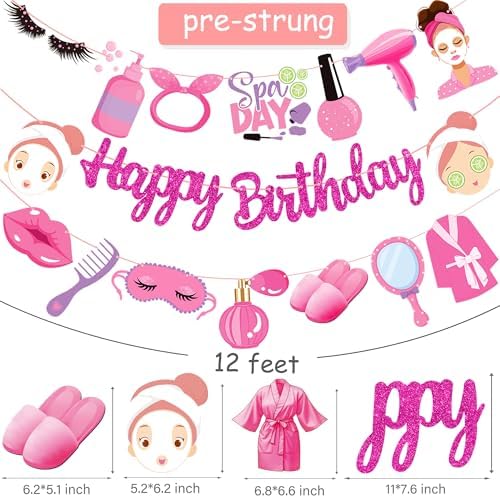 Spa Day Birthday Banners 3PCS Decorations