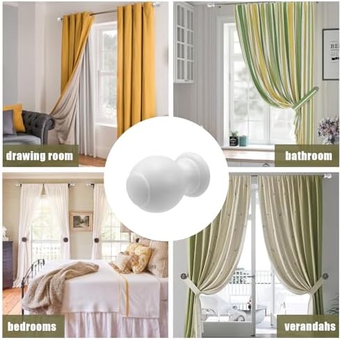 Antrader White Wood Curtain Rod Finials 2 Pcs