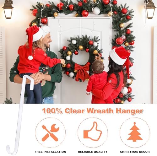 12 Clear Wreath Hanger Non Scratch Door Hooks 2 Pack
