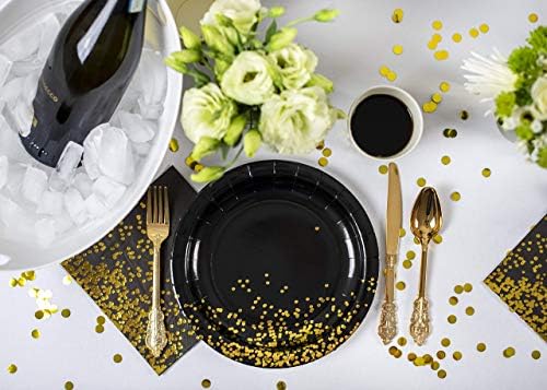 Black and Gold Confetti Napkins 50 Pack 3-Ply