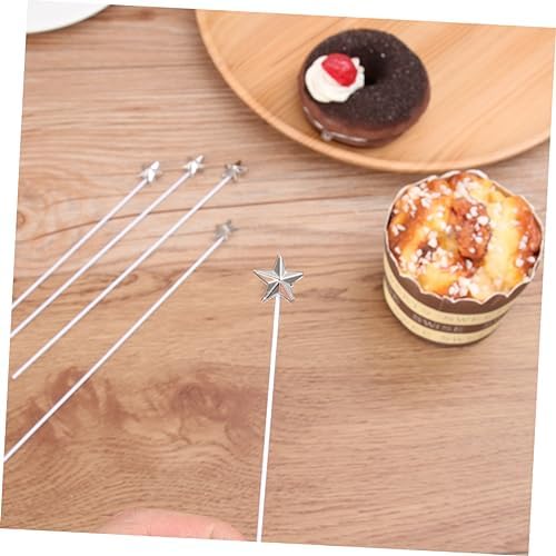 IMIKEYA 50pcs Silver Star Cake Toppers for Birthday Decorations