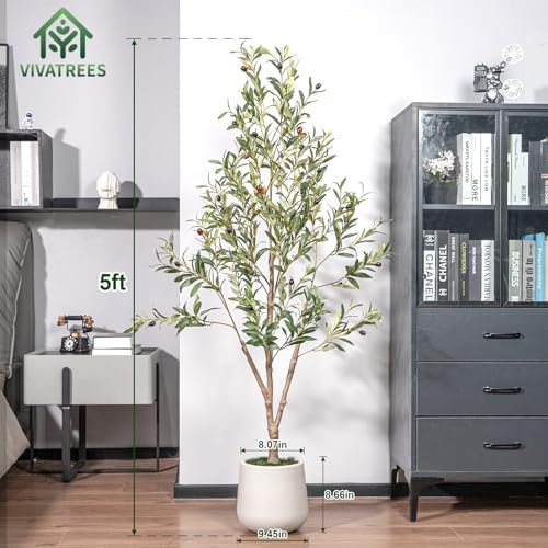 VIVATREES Olive Trees Artificial Indoor 5FT Faux Tree with Planter