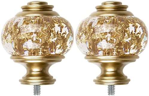 2 Pack Gold Finials for 1 or 78 Inch Curtain Rods