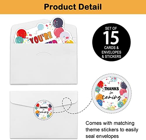 REWIDPARTY Balloon Party Invitations Set of 15