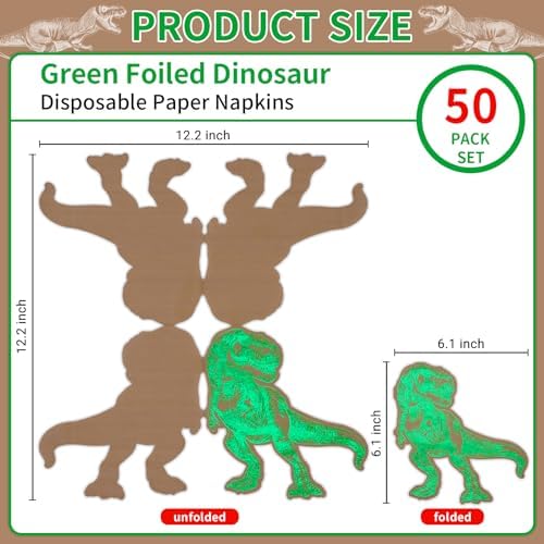 DYLIVeS Dinosaur Napkins 65 Inch Pack of 50