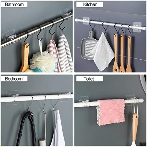 8PCS No Drill Curtain Rod Brackets Transparent Adjustable Hooks