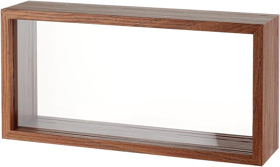 OLYCRAFT Walnut Brown Shadow Box Frame with Double Sided Acrylic Window