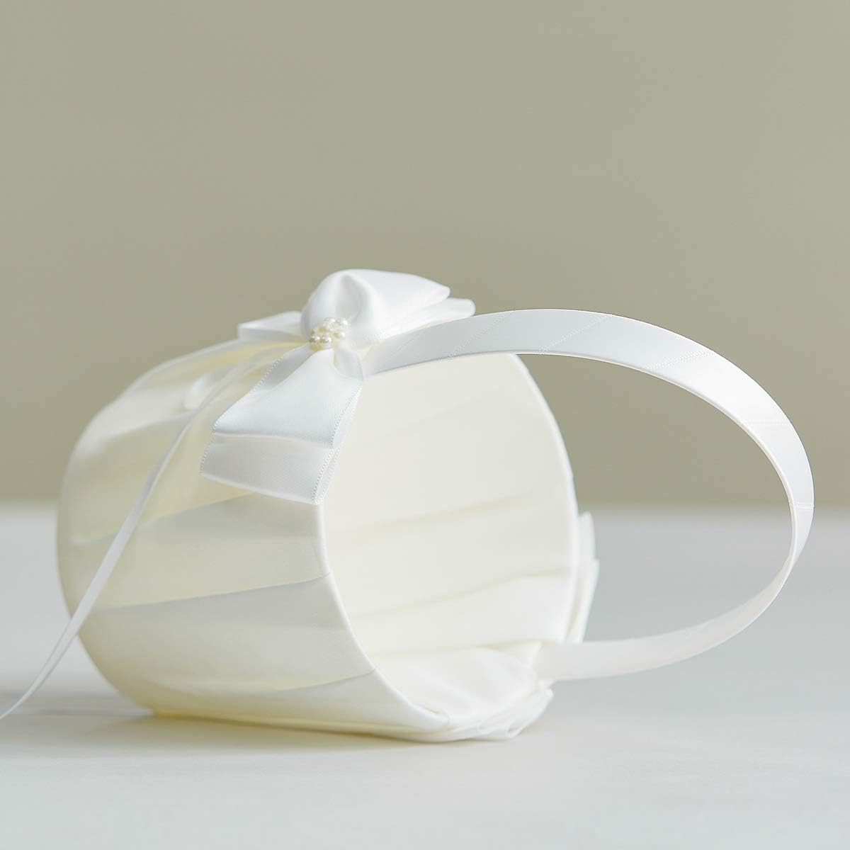 Wedding Flower Girl Basket and Ring Bearer Pillow Set - Ivory