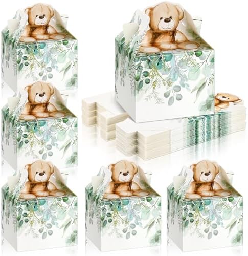 Spakon 50 Pack Bear Baby Shower Favor Boxes
