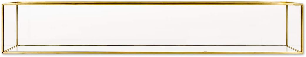 Koyal Wholesale 24 Inch Long Gold Glass Candle Holder Tray for Centerpieces