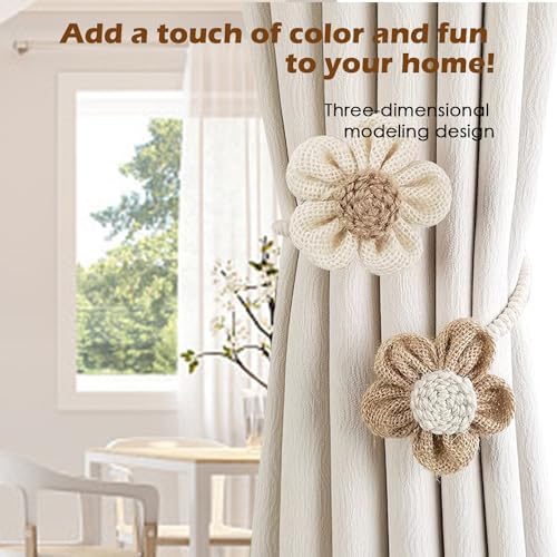 SRG Rope Curtain Tiebacks 2 Pack Sunflower Cream Khaki