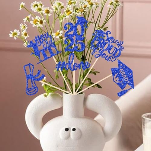 2025 Graduation Centerpiece Sticks Glitter Blue