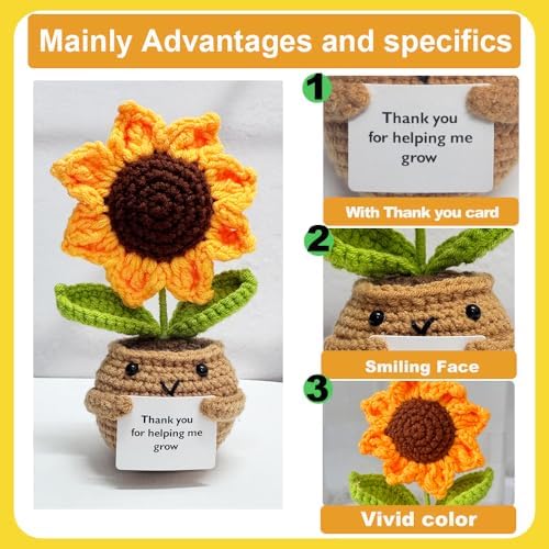 2PCS Handmade Crochet Sunflower and Daisy Decor