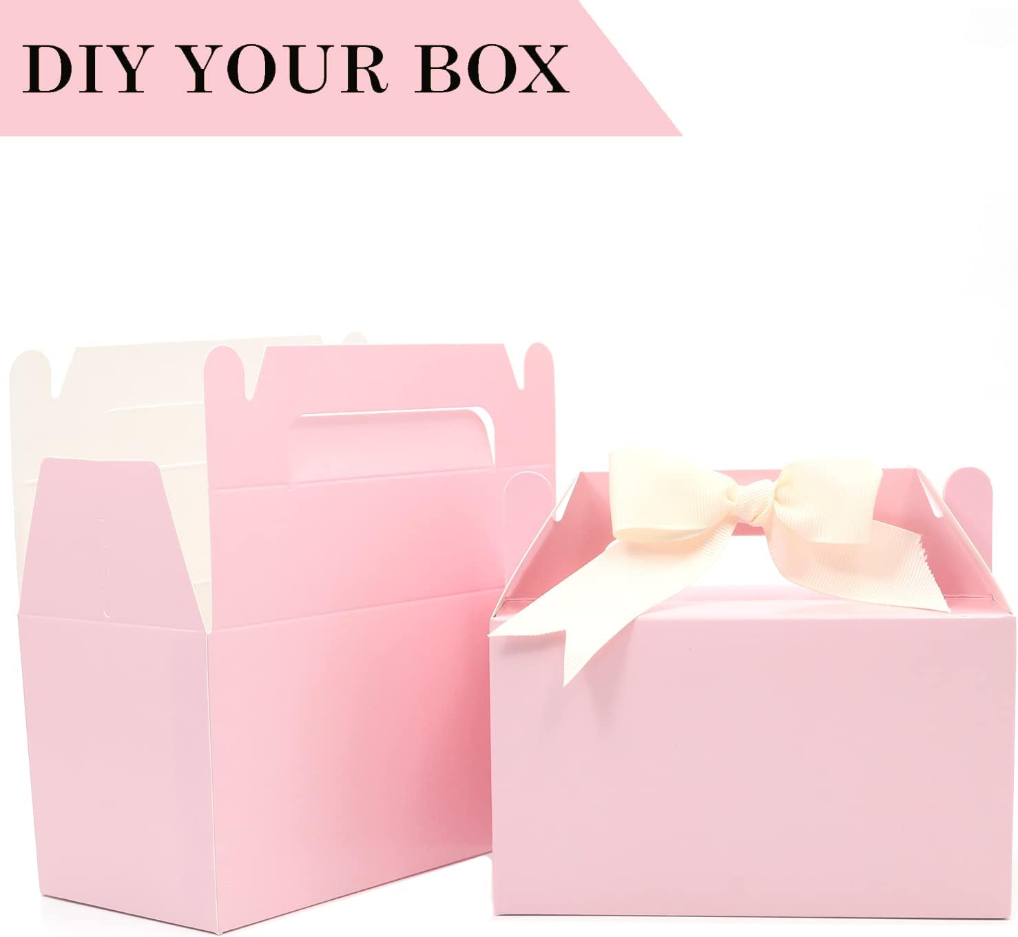 Oletx 50Pcs Pink Gable Gift Boxes for Parties