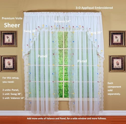 Todays Curtain Vineyard 3-D Appliqu Valance 38 White