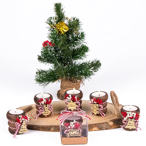 HTF Pack of 10 Christmas Decorations Wood Tealight Candle Holders