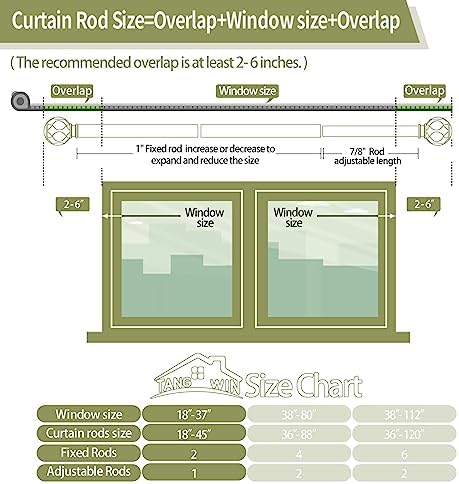 TANGWIN Antique White Farmhouse Curtain Rod Set