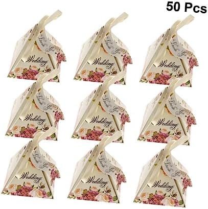 CHILDWEET 50 Pcs Pyramid Wedding Candy Boxes