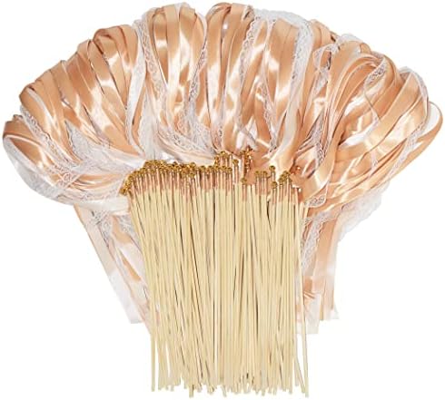 Kingsnow 100 Pieces Champagne Ribbon Wedding Wands