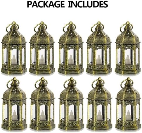 Mini Lantern with Flickering LED Candles Set of 10
