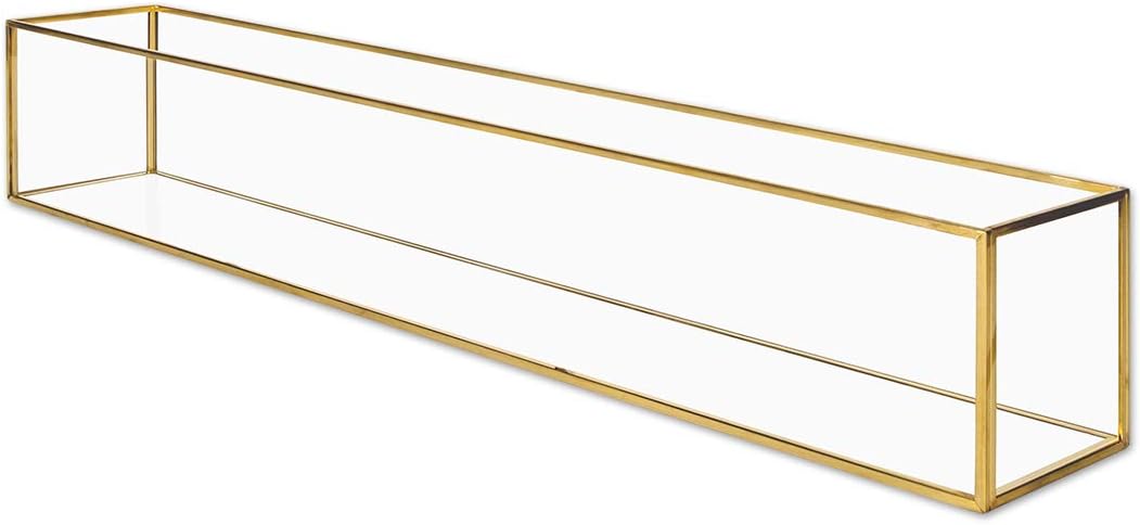 Koyal Wholesale 24 Inch Long Gold Glass Candle Holder Tray for Centerpieces