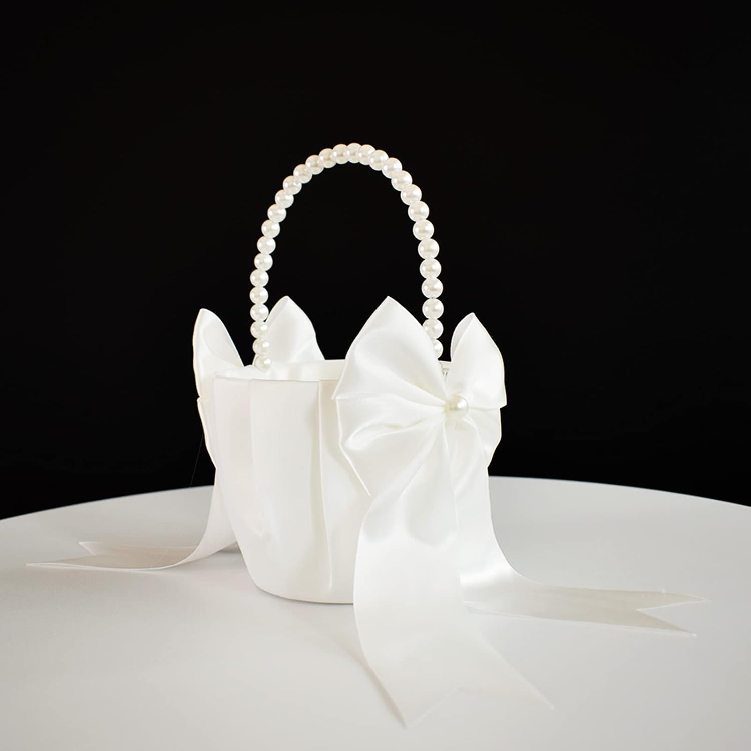 Flower Girl Basket with Pearl Handle Set of 4