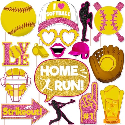 Softball Themed Photo Booth Props Set for Birthday Parties