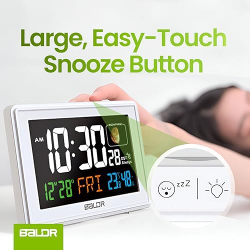 Baldr Atomic Clock with Temperature and Humidity Display - White